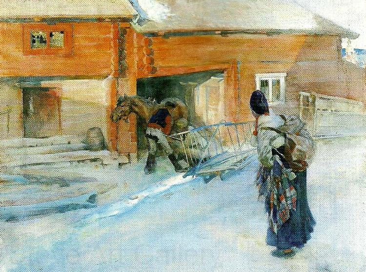 Carl Larsson en gard -i dalarna- utanfor portlidret